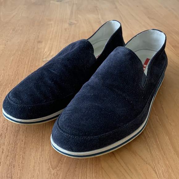 Prada Blue Suede Mens Slip On Shoes - Picture 3 of 6